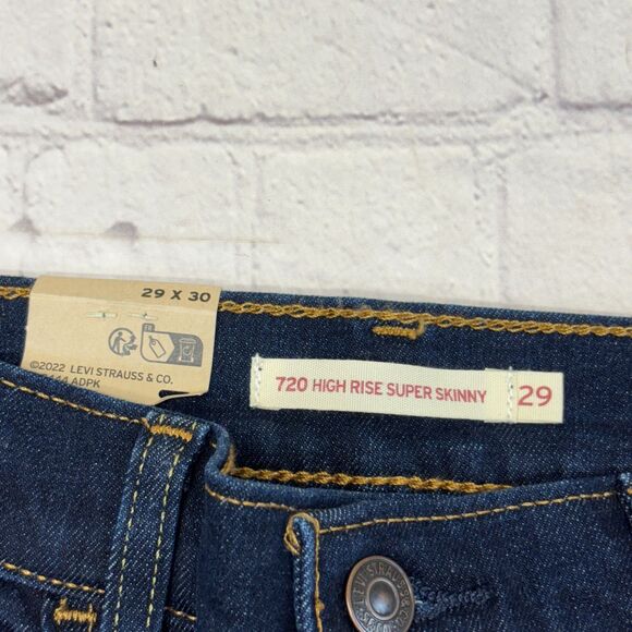 NWT Levi's 720 High Rise Super Skinny Jeans Women Size 29 Blue Denim D030 -20 - Picture 10 of 16